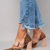 Selveta | Zapatillas de ante con diseño de leopardo y tacones robustos