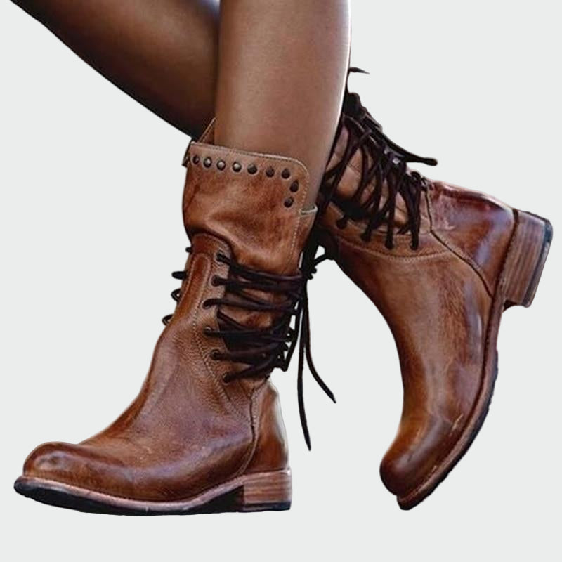 Milica - Botas de cuero con cierre de cordones