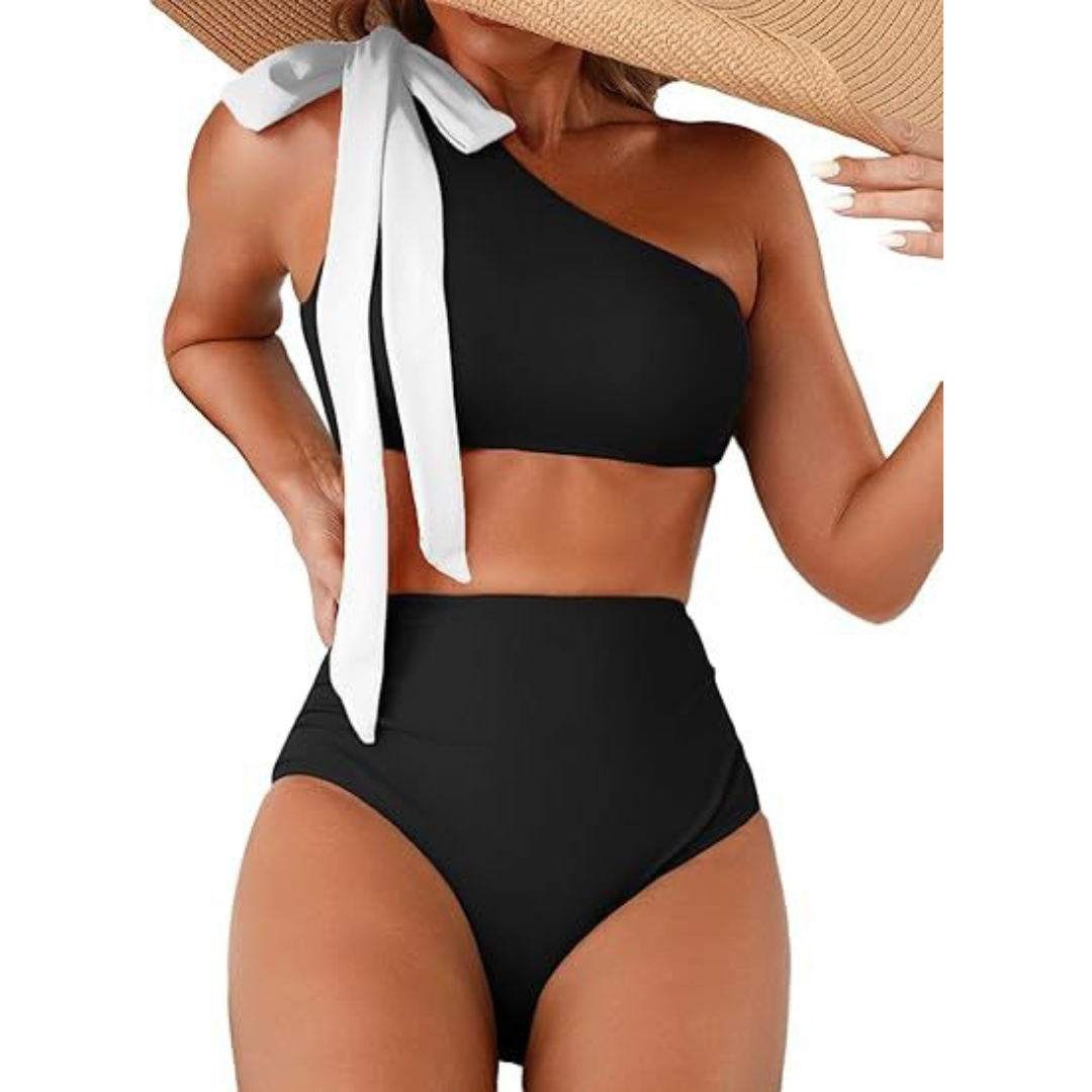 Marit | Bikini de Tiro Alto con Un Solo Hombro