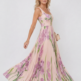 Vimele | Vestido Midi Sin Mangas con Cuello Cuadrado y Pliegues