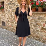 Silum | Vestido Mini de Manga Corta con Falda Amplia