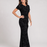 Marie | Vestido Midi de Manga Corta con Cuello Redondo