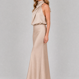 Nopal | Vestido Midi Sin Mangas con Cuello Drapado Elegante