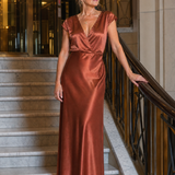 Samouse | Vestido Maxi con Cuerpo Envolvente y Mangas Cortas