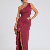 Serane | Vestido Maxi Asimétrico de Un Hombro con Amplia Abertura Lateral