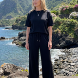 Wihel | Conjunto de Pantalones Rectos con Cintura Ajustable y Camiseta de Manga Corta