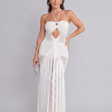 Zephyra | Maxi Dress in Crochet with Fringe Detail and Halter Neck