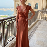 Samouse | Vestido Maxi con Cuerpo Envolvente y Mangas Cortas
