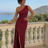 Serane | Vestido Maxi Asimétrico de Un Hombro con Amplia Abertura Lateral