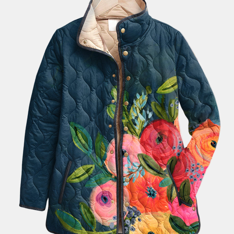 KAIA | Encantadora Chaqueta Acolchada Floral de Estilo Vintage