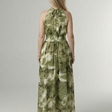 Sylin | Vestido Midi con Cuello Halter y Detalle Fruncido