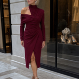 Viano | Vestido Midi Draped de Un Solo Hombro