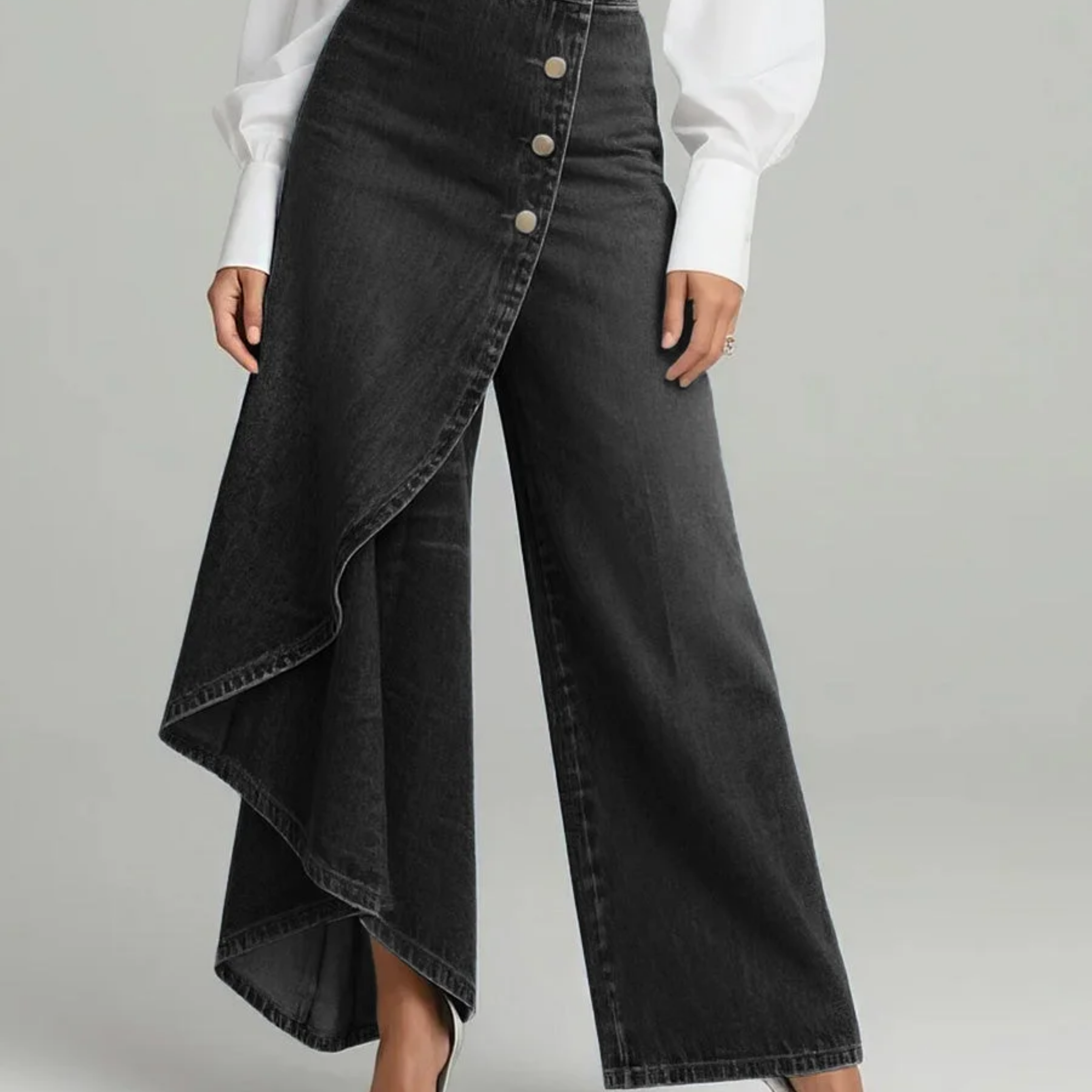 Lada - Pantalones de mezclilla anchos con cierre de botones