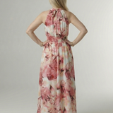 Sylin | Vestido Midi con Cuello Halter y Detalle Fruncido