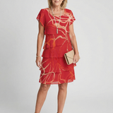 DELACROIX | Vestido Nora de diseño abstracto y suave a media pantorrilla