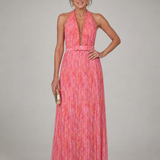 Rosel | Maxi Dress with Pleated Skirt and Halter Neck
