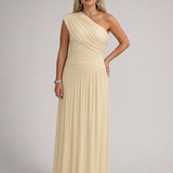 Evadra | Vestido Maxi con Cuerpo Drapado de Un Solo Hombro