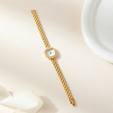 Lana® - Reloj dorado con cristales y pulsera entrelazada