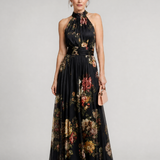 Sior | Vestido Midi Floral con Cuello Halter
