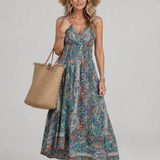 Marisela | Vestido Midi Sin Mangas con Diseño Paisley