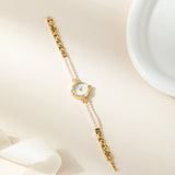 Lara® - Reloj dorado con pulsera doble de perlas