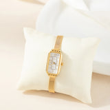 Elena® - Reloj dorado de esfera rectangular