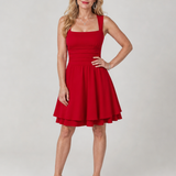 Celen | Vestido Mini Sin Mangas con Escote Cuadrado y Falda A-Line