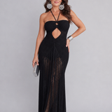 Zephyra | Maxi Dress in Crochet with Fringe Detail and Halter Neck