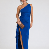 Serane | Vestido Maxi Asimétrico de Un Hombro con Amplia Abertura Lateral