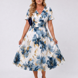 Evans | Vestido Midi Envolvente de Manga Corta con Diseño Floral