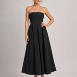 Elove | Vestido Midi Sin Tirantes con Corsé Estructurado