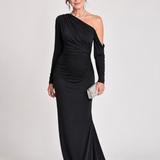 Saskia | Vestido Maxi Arrugado de Un Solo Hombro
