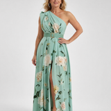 Manios | Vestido Maxi de Un Hombro con Estampado Floral