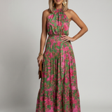 Rowen | Vestido Midi con Cuello Halter y Drapado