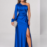 Roniol | Vestido Maxi Asimétrico con Drapado de Un Hombro