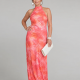 Coraline | Vestido Maxi con Estampado y Cuello Halter