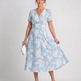 Marion | Vestido Midi de Manga Corta con Diseño Floral