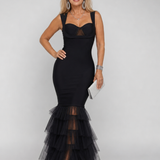 Muget | Maxi Dress in Tulle with Straps and Cape