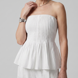 Rila | Conjunto de Top Sin Tirantes con Detalle Fruncido y Pantalones de Pierna Ancha