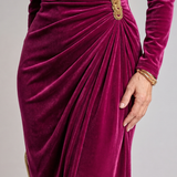 Samiol | Vestido midi de satén con cuello drapeado elegante