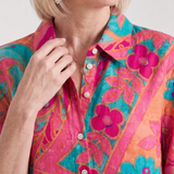 Klera | Vestido Midi con Botones y Estampado, Cuello Elegante