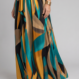 Zarela | Vestido Maxi Sin Mangas con Diseño Abstracto