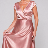 Samouse | Vestido Maxi con Cuerpo Envolvente y Mangas Cortas