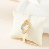 Ana® - Reloj dorado con pulsera de perlas elegantes
