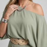 Siomara | Blusa de Un Hombro con Mangas Anchas y Conjunto de Pantalones de Pierna Ancha
