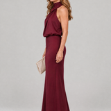 Nopal | Vestido Midi Sin Mangas con Cuello Drapado Elegante