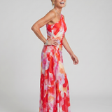 Taya | Vestido Midi de Un Hombro con Cuerpo Plisado