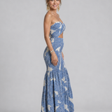 Azaria | Conjunto de Dos Piezas: Vestido Maxi Impreso Sin Tirantes
