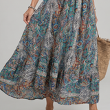 Marisela | Vestido Midi Sin Mangas con Diseño Paisley