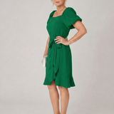 Ruosa | Mini Vestido con Mangas Cortas Abullonadas y Lazo Lateral